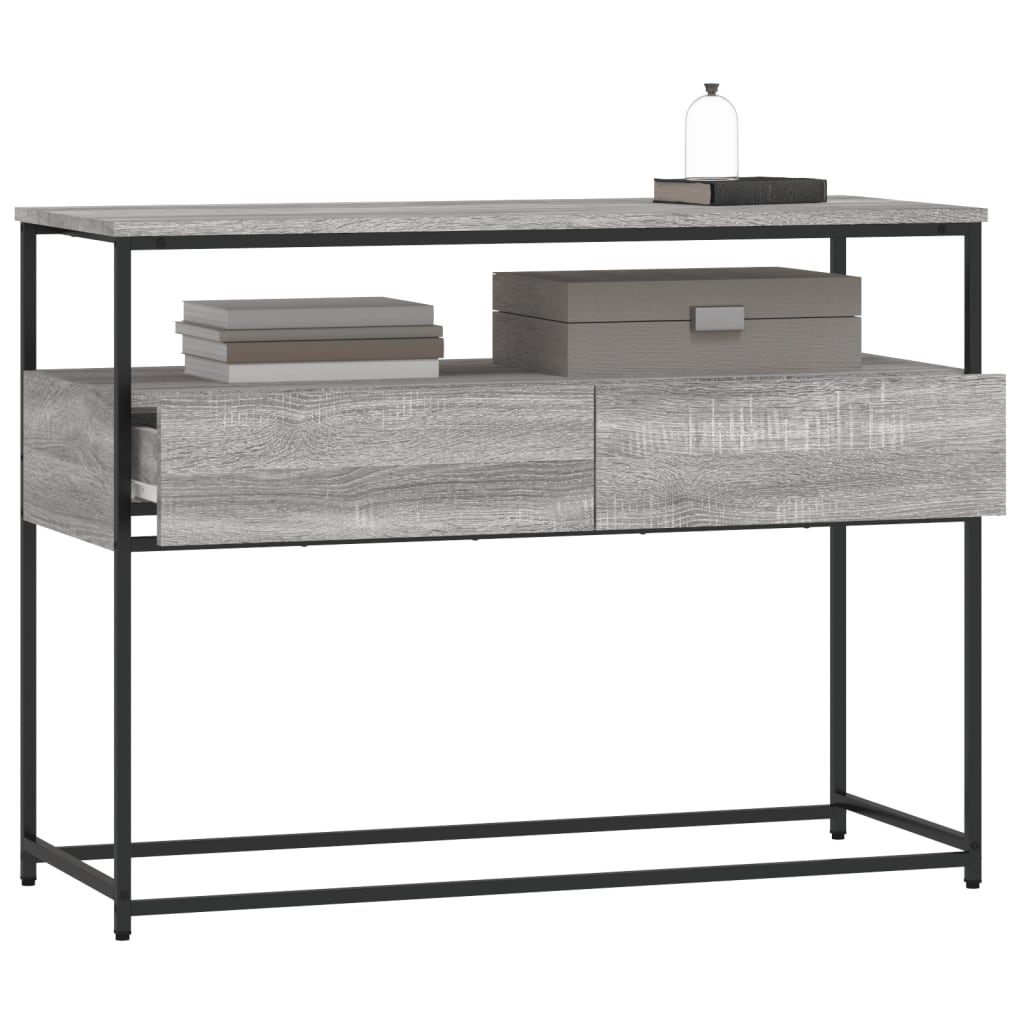 Mesa consola 100x40x75 cm derivados de madeira cinzento sonoma - Image 3