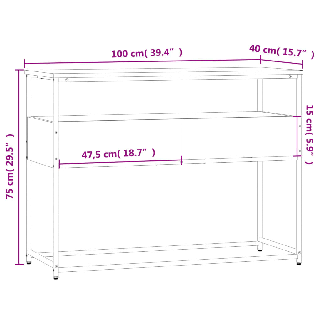 Mesa consola 100x40x75 cm derivados de madeira cinzento sonoma - Image 10