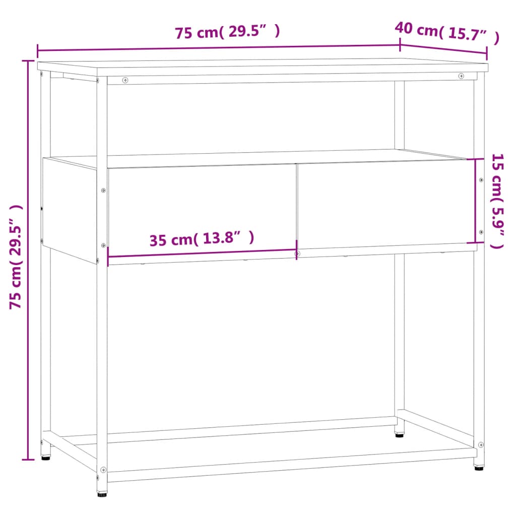 Mesa consola 75x40x75 cm derivados de madeira cinzento sonoma - Image 10