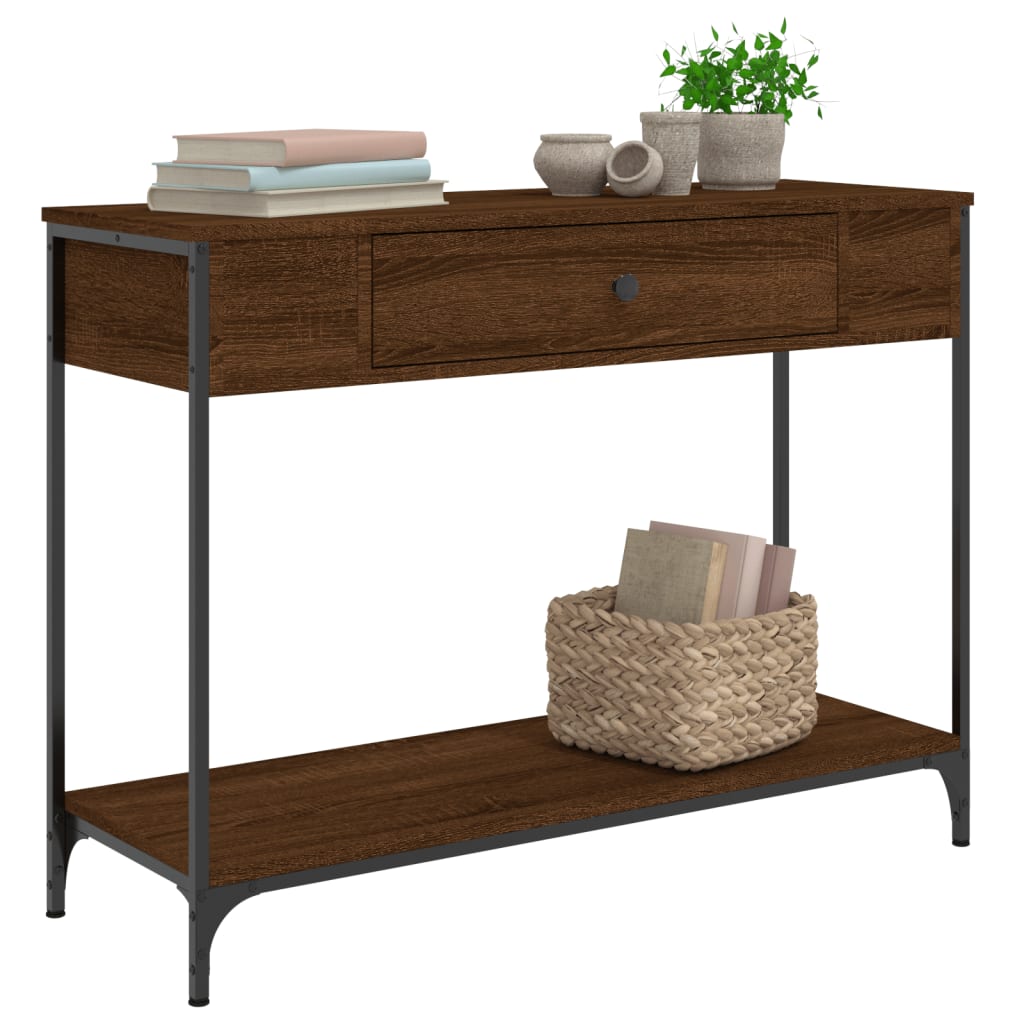Mesa consola 100x34,5x75 cm derivados madeira carvalho castanho - Image 2