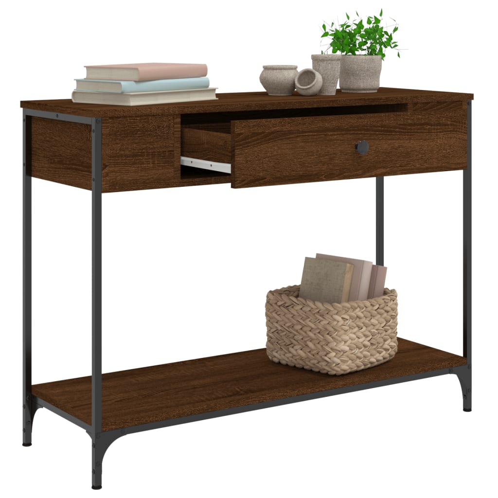 Mesa consola 100x34,5x75 cm derivados madeira carvalho castanho - Image 3