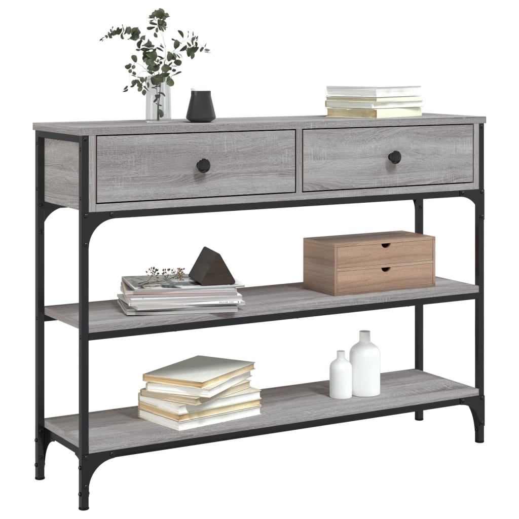 Mesa consola 100x25x75 cm derivados de madeira cinzento sonoma - Image 2