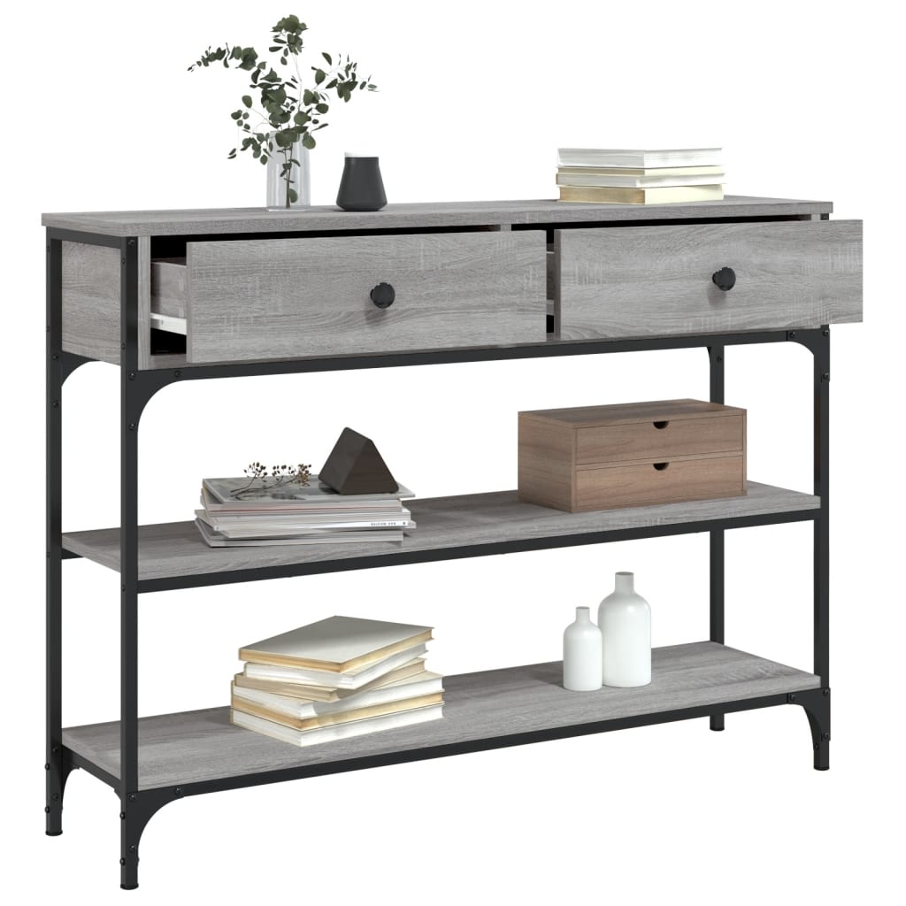 Mesa consola 100x25x75 cm derivados de madeira cinzento sonoma - Image 3