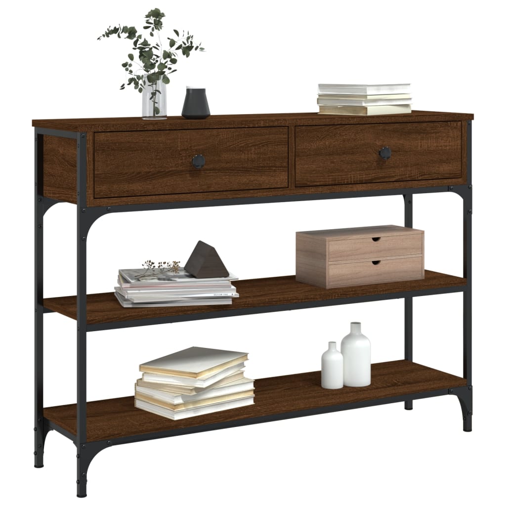 Mesa consola 100x25x75 cm derivados madeira carvalho castanho - Image 2
