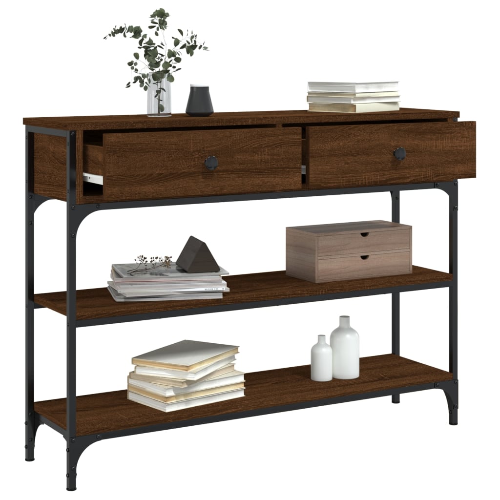 Mesa consola 100x25x75 cm derivados madeira carvalho castanho - Image 3
