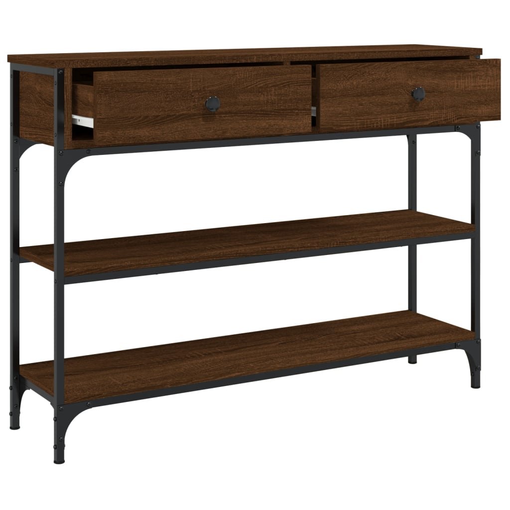 Mesa consola 100x25x75 cm derivados madeira carvalho castanho - Image 4