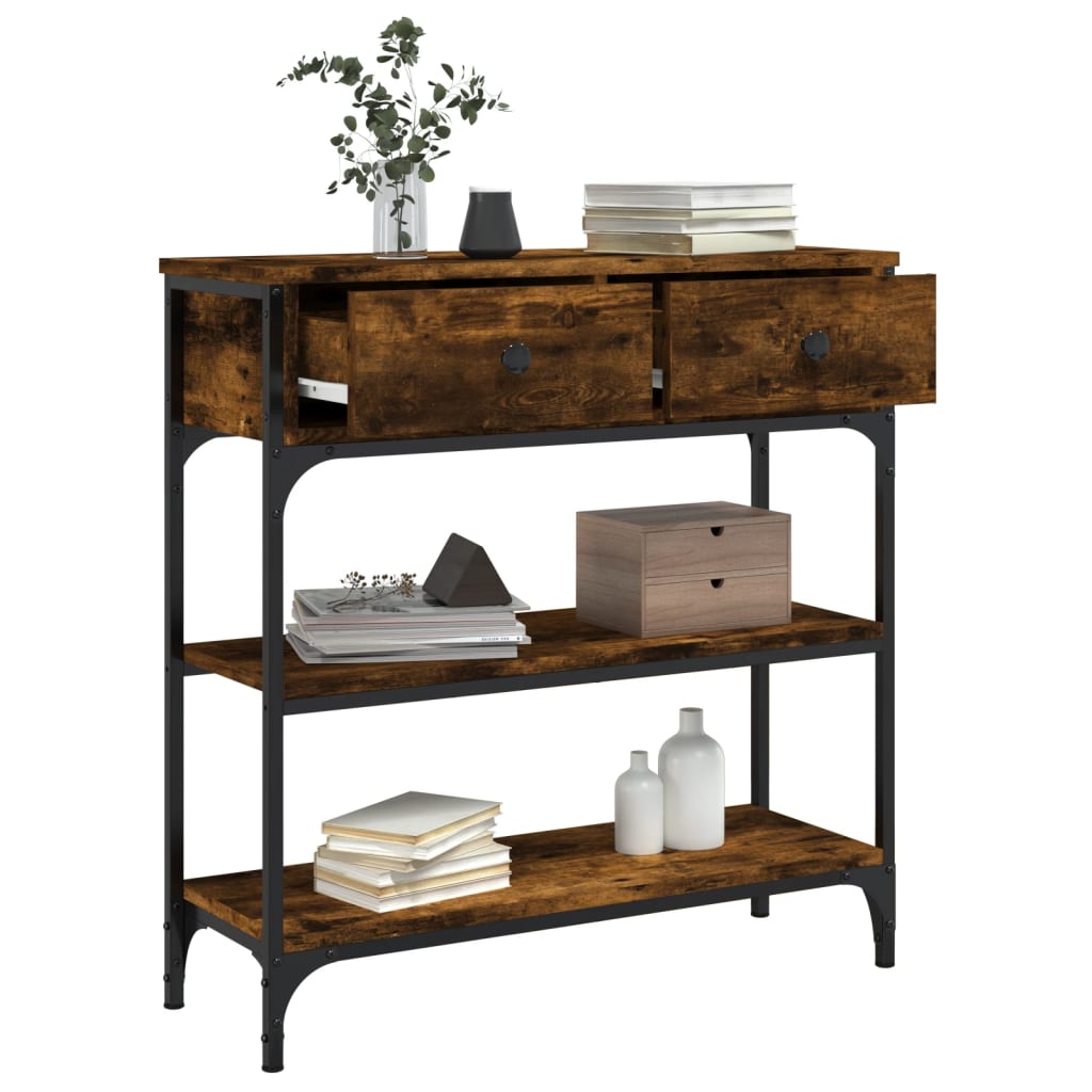 Mesa consola 72,5x25x75 cm derivados de madeira carvalho fumado - Image 3