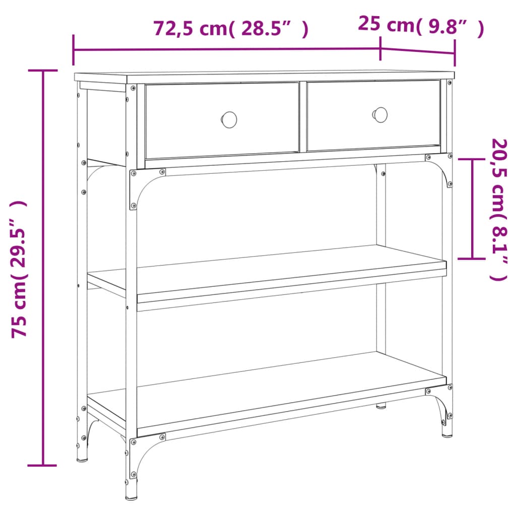Mesa consola 72,5x25x75 cm derivados de madeira carvalho fumado - Image 10