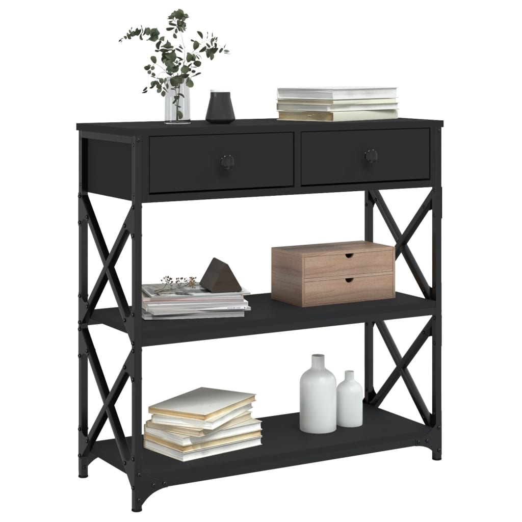 Mesa consola 75x28x75 cm derivados de madeira preto - Image 2