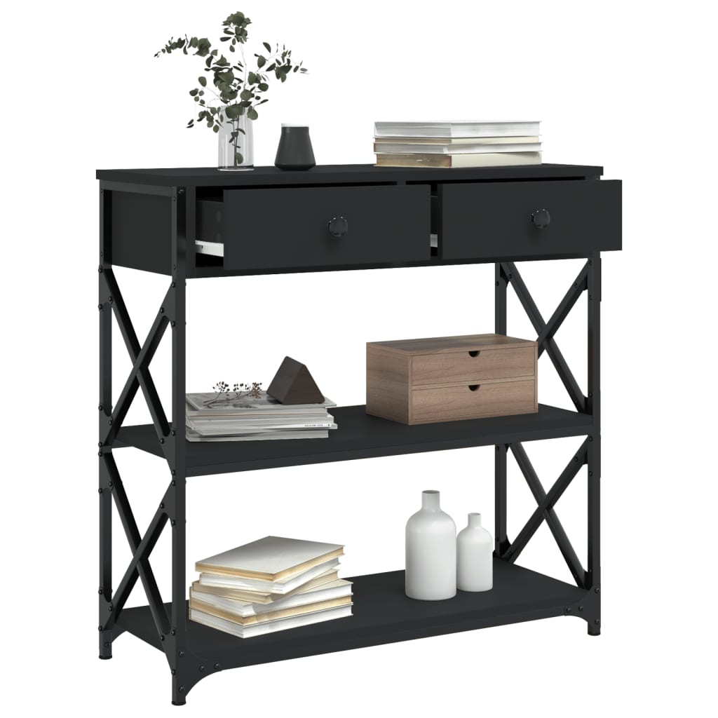 Mesa consola 75x28x75 cm derivados de madeira preto - Image 3
