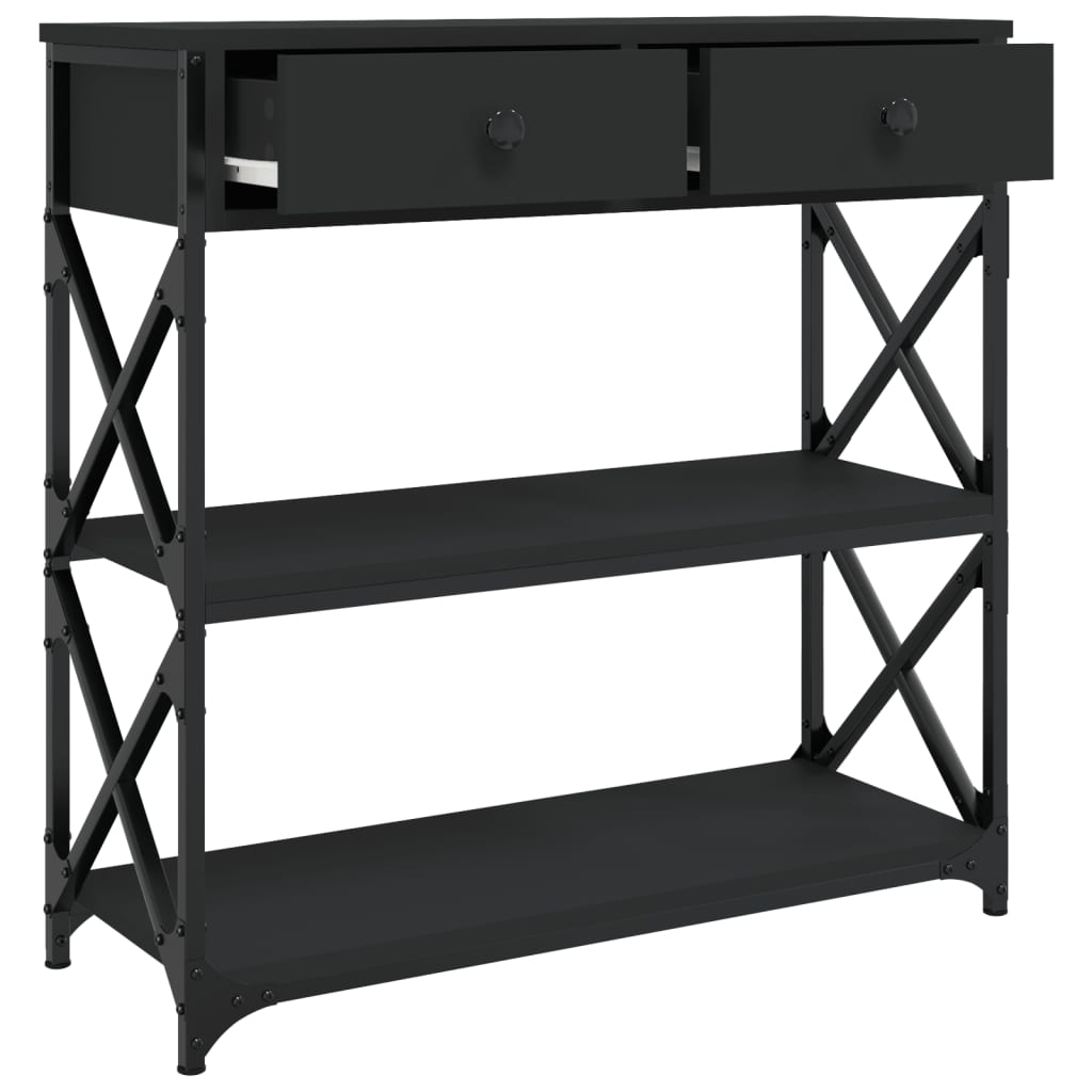 Mesa consola 75x28x75 cm derivados de madeira preto - Image 4