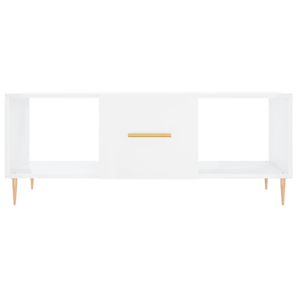 Mesa de centro 102x50x40 cm madeira processada branco brilhante - Image 4