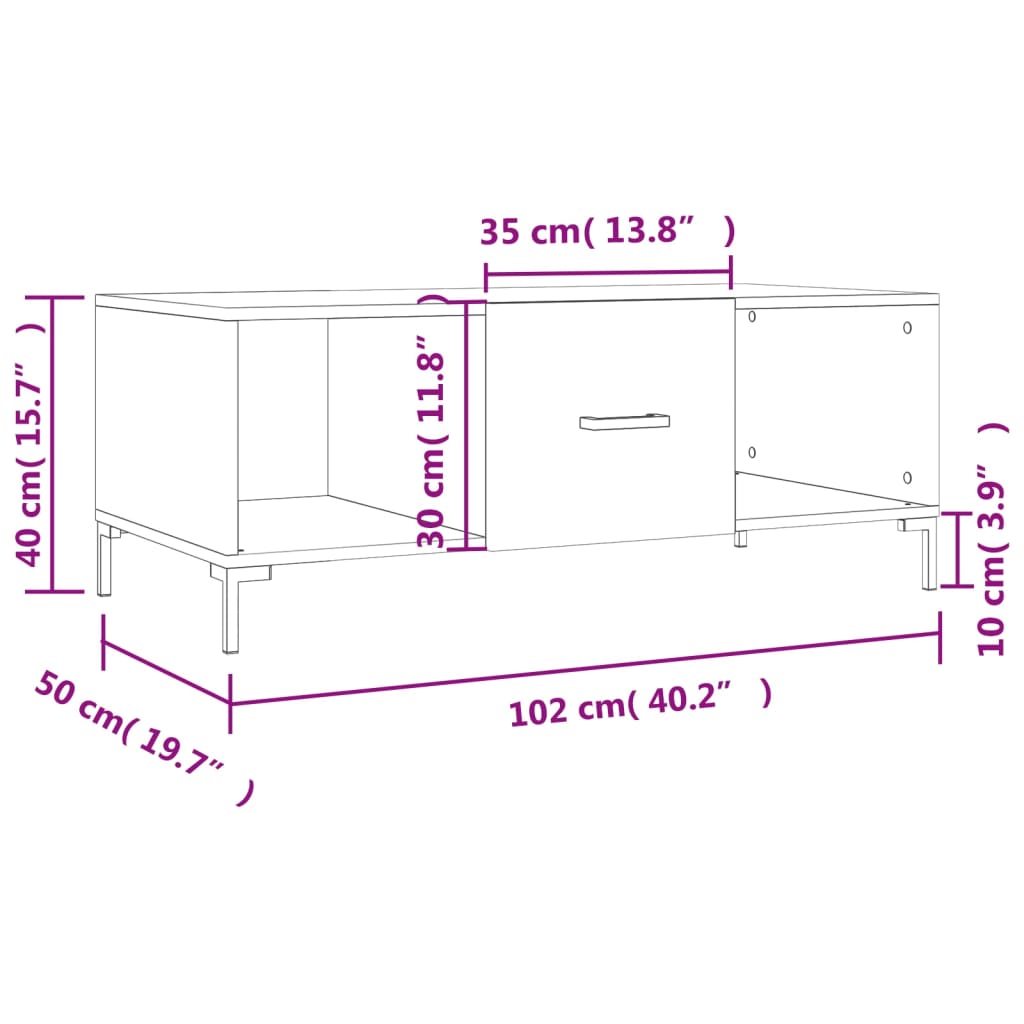 Mesa de centro 102x50x40 derivados de madeira carvalho sonoma - Image 10