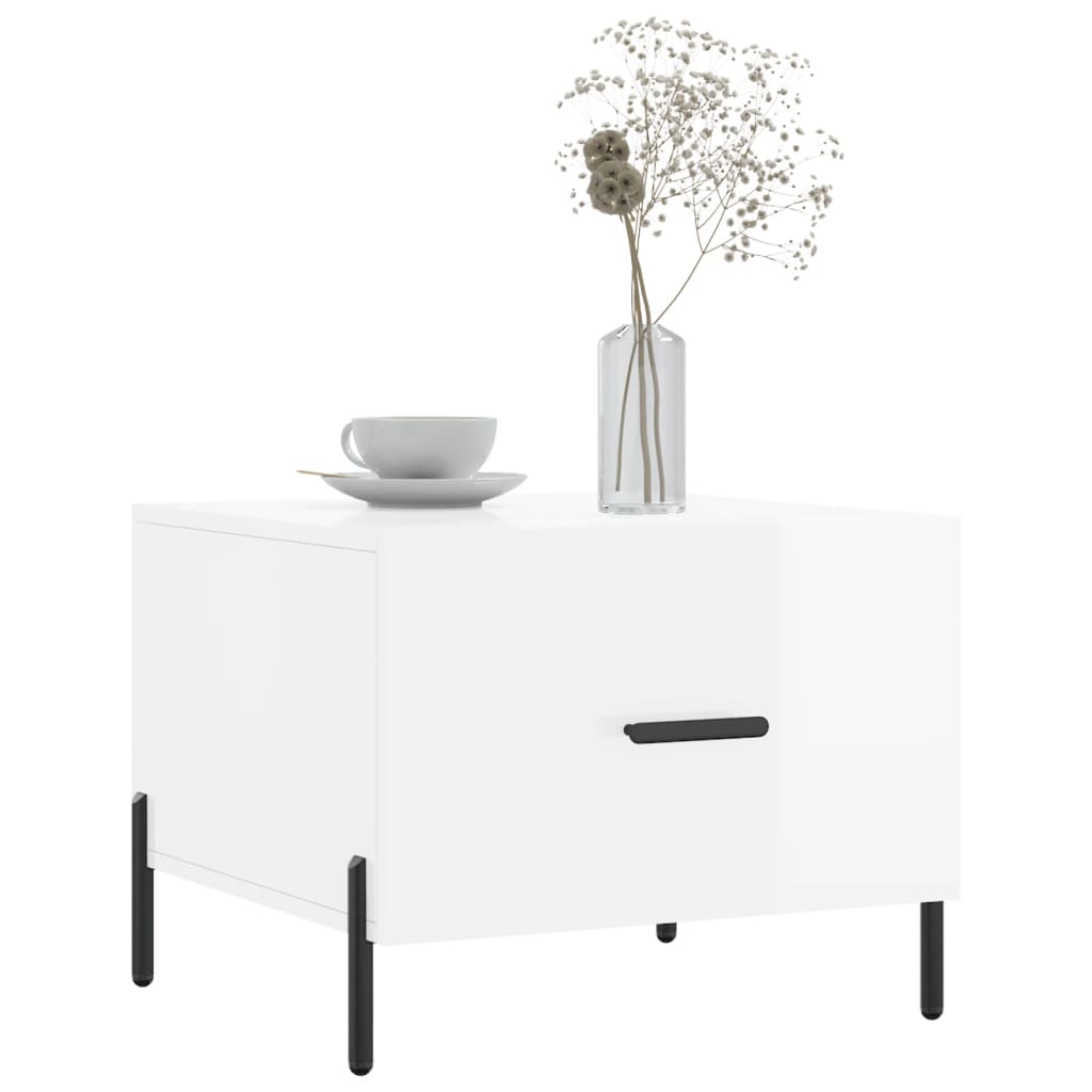 Mesas de centro 2 pcs 50x50x40 cm branco brilhante - Image 2