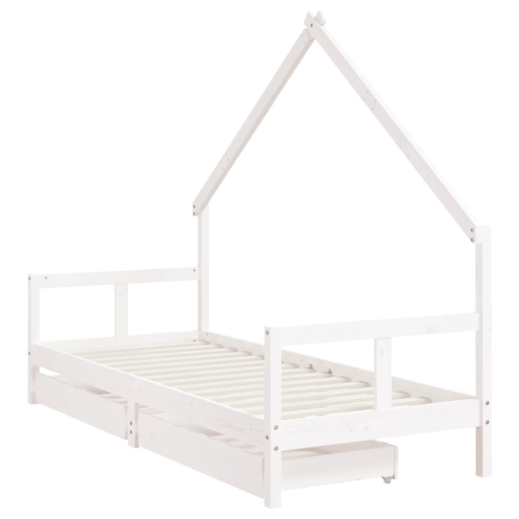 Estrutura cama infantil c/ gavetas 80x200cm pinho maciço branco - Image 2