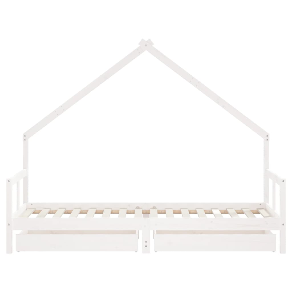 Estrutura cama infantil c/ gavetas 80x200cm pinho maciço branco - Image 4