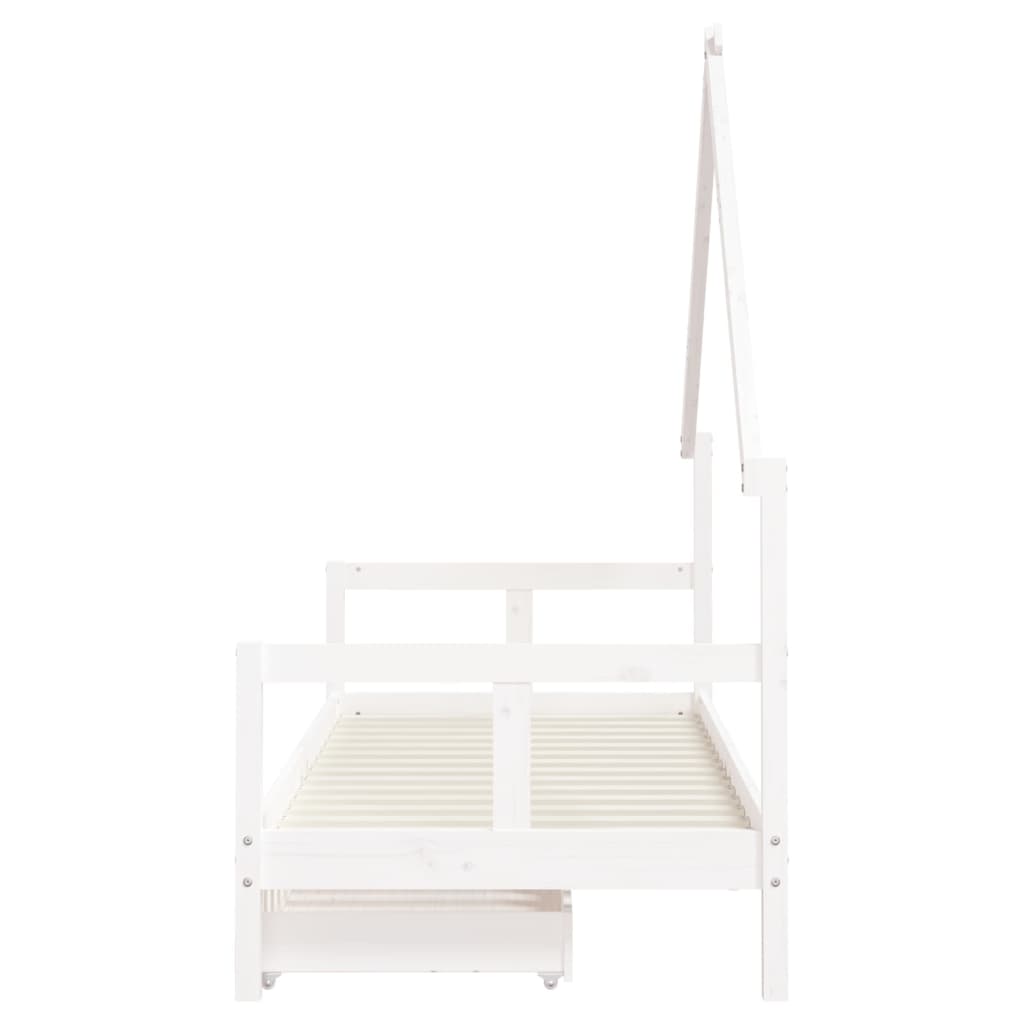 Estrutura cama infantil c/ gavetas 80x200cm pinho maciço branco - Image 5