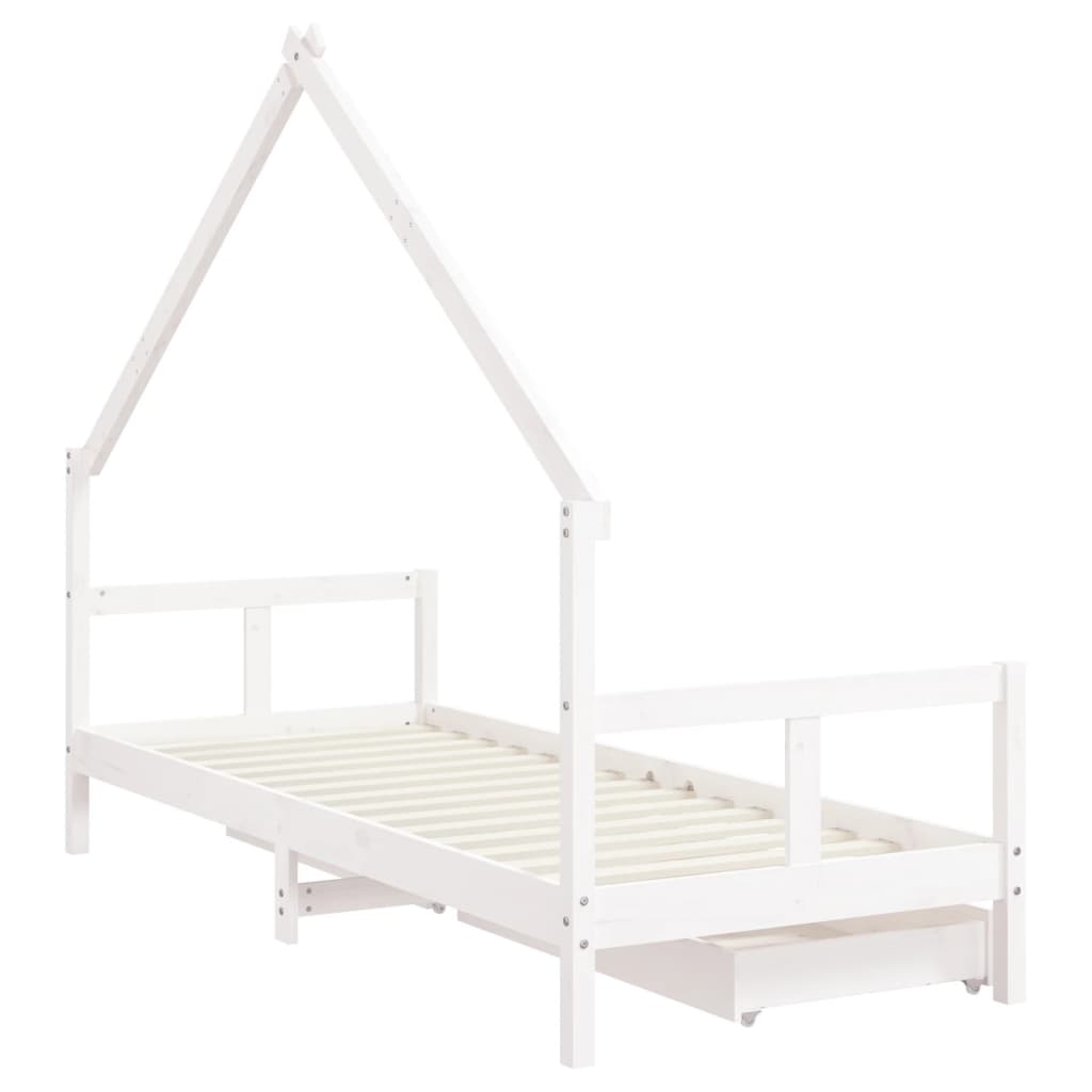 Estrutura cama infantil c/ gavetas 80x200cm pinho maciço branco - Image 6