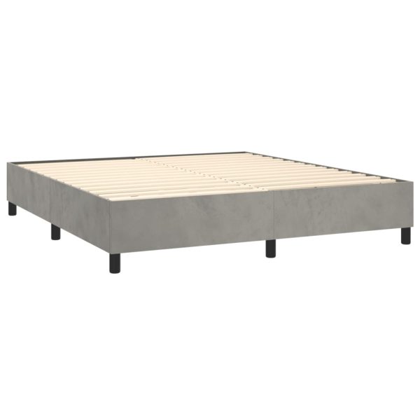 Cama com molas/colchão 200x200 cm veludo cinzento-claro - Image 3