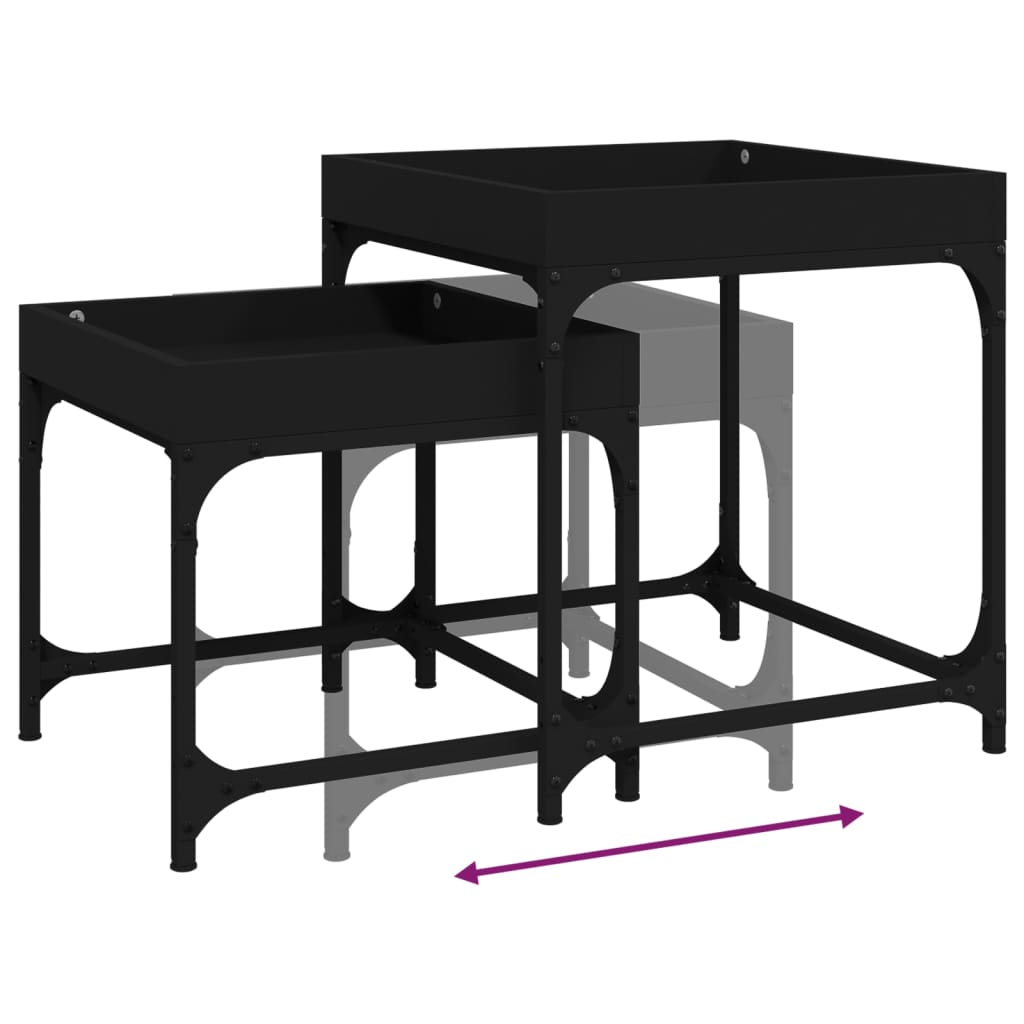 Mesas de apoio 2 pcs derivados de madeira preto - Image 8