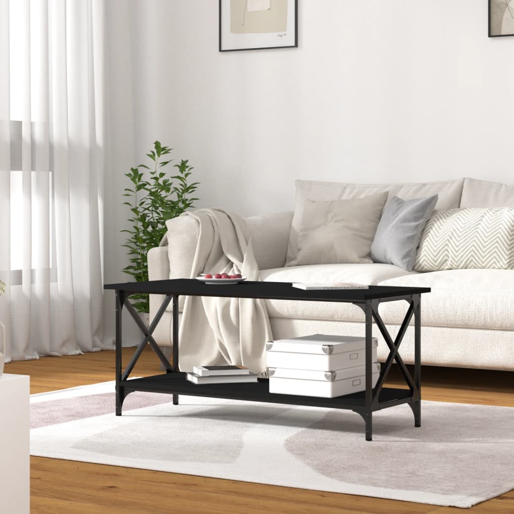 Mesa de centro 100x45x45 cm derivados de madeira/ferro preto - Image 2