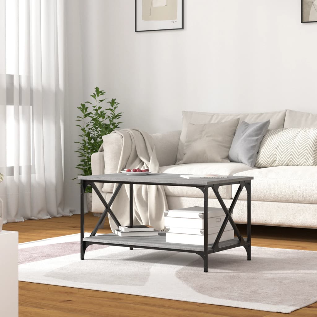 Mesa de centro 80x50x45 cm derivados madeira/ferro cinza sonoma - Image 2