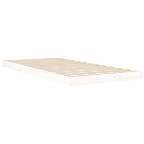 Estrutura de cama 90x200 cm madeira de pinho maciça branco - Image 3
