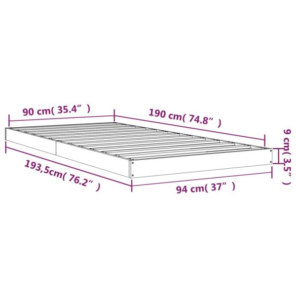 Estrutura de cama de solteiro 90x190 cm pinho maciço branco - Image 7