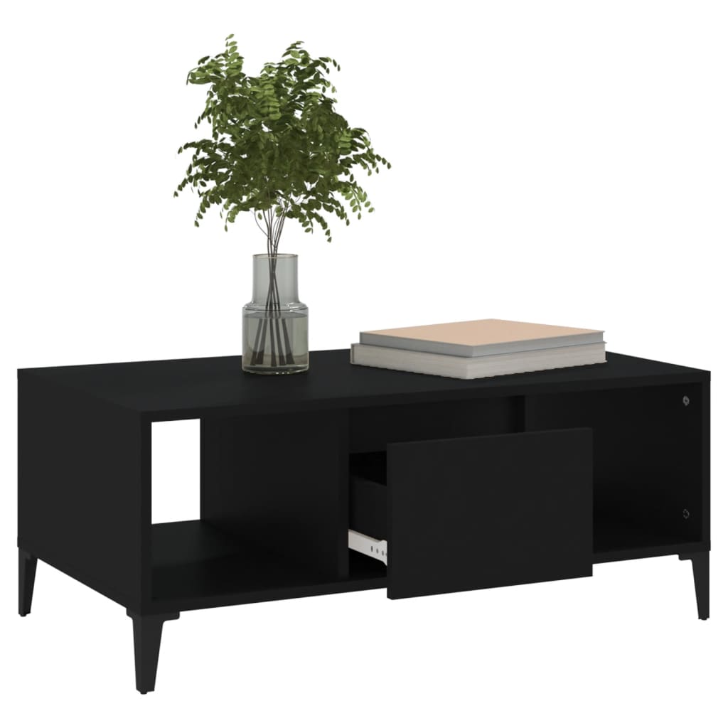 Mesa de centro 90x50x36,5 cm derivados de madeira preto - Image 3