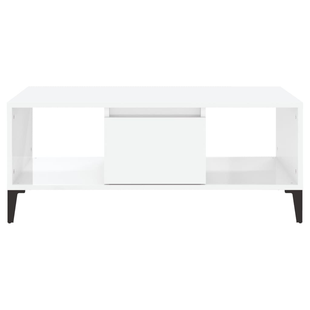 Mesa de centro 90x50x36,5 cm derivados madeira branco brilhante - Image 4