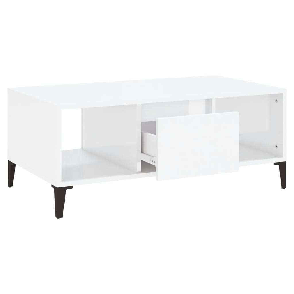 Mesa de centro 90x50x36,5 cm derivados madeira branco brilhante - Image 5