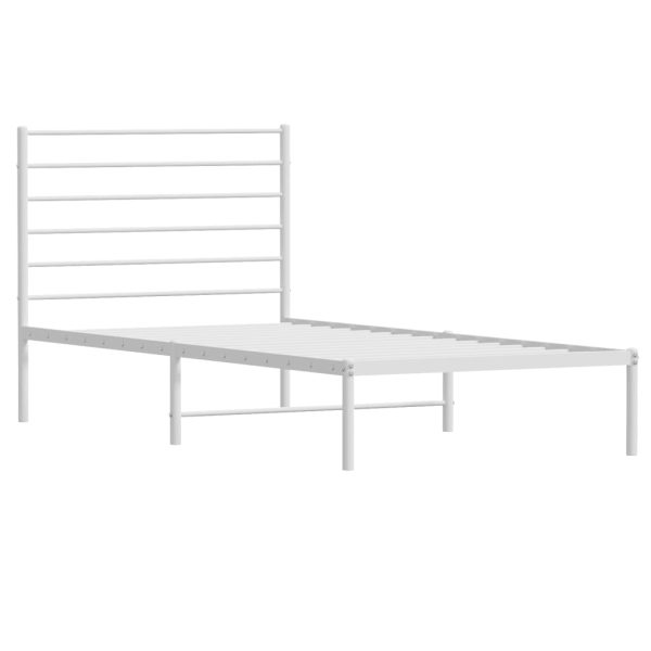 Estrutura de cama com cabeceira 90x190 cm metal branco - Image 2