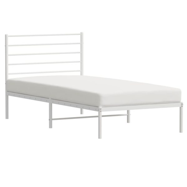 Estrutura de cama com cabeceira 90x190 cm metal branco - Image 4