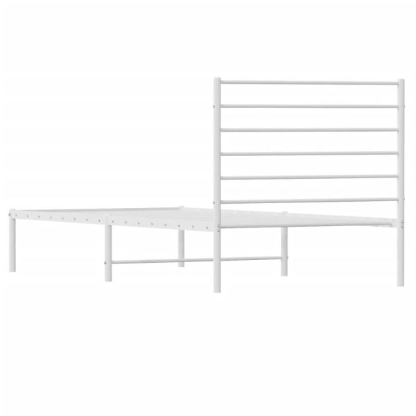 Estrutura de cama com cabeceira 90x190 cm metal branco - Image 7
