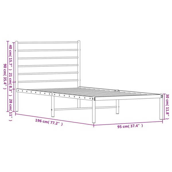 Estrutura de cama com cabeceira 90x190 cm metal branco - Image 9
