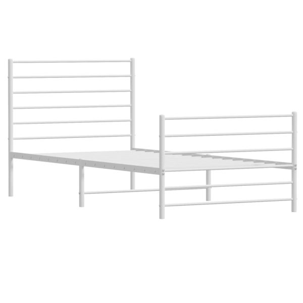 Estrutura de cama com cabeceira e pés 80x200 cm metal branco - Image 2