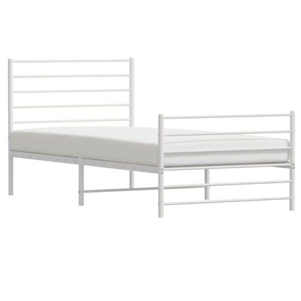 Estrutura de cama com cabeceira e pés 80x200 cm metal branco - Image 4