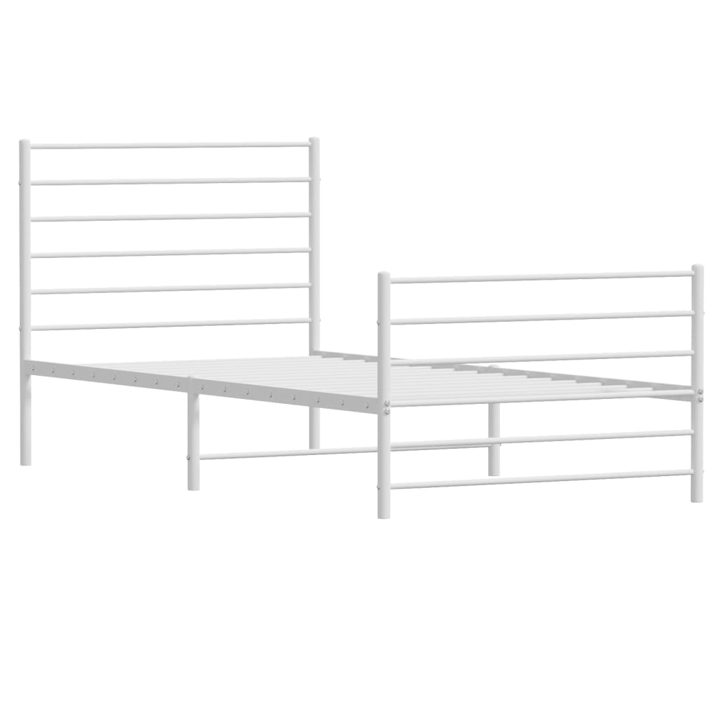 Estrutura de cama com cabeceira e pés 90x190 cm metal branco - Image 3