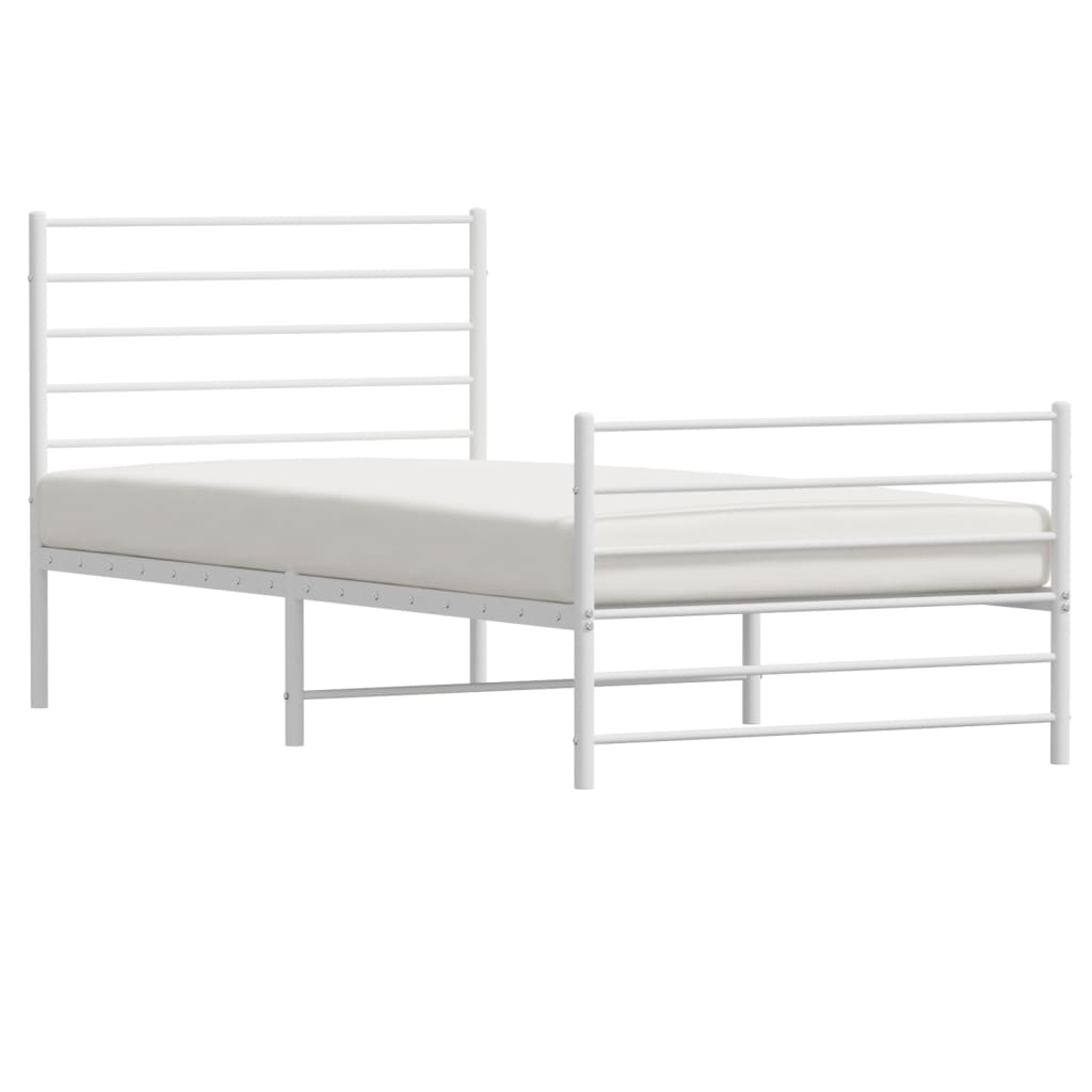 Estrutura de cama com cabeceira e pés 90x190 cm metal branco - Image 5