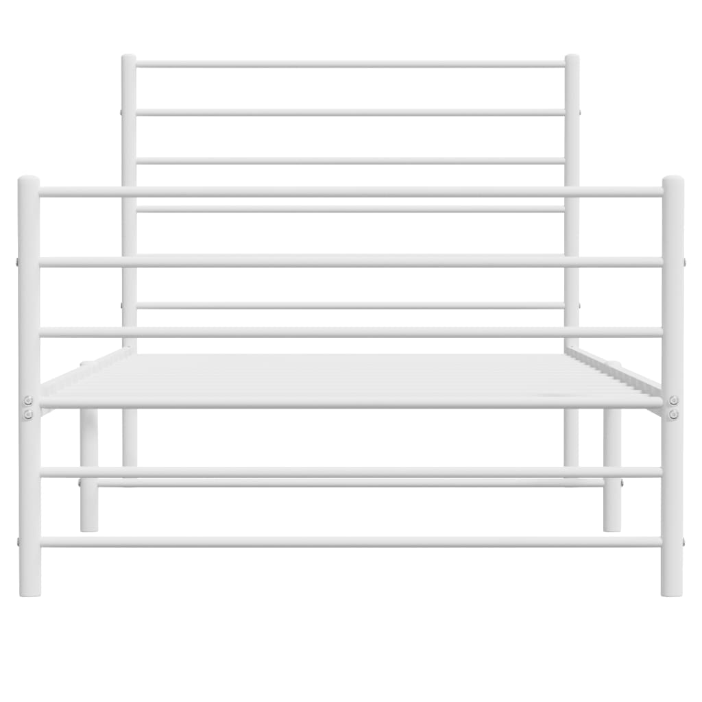 Estrutura de cama com cabeceira e pés 90x190 cm metal branco - Image 6