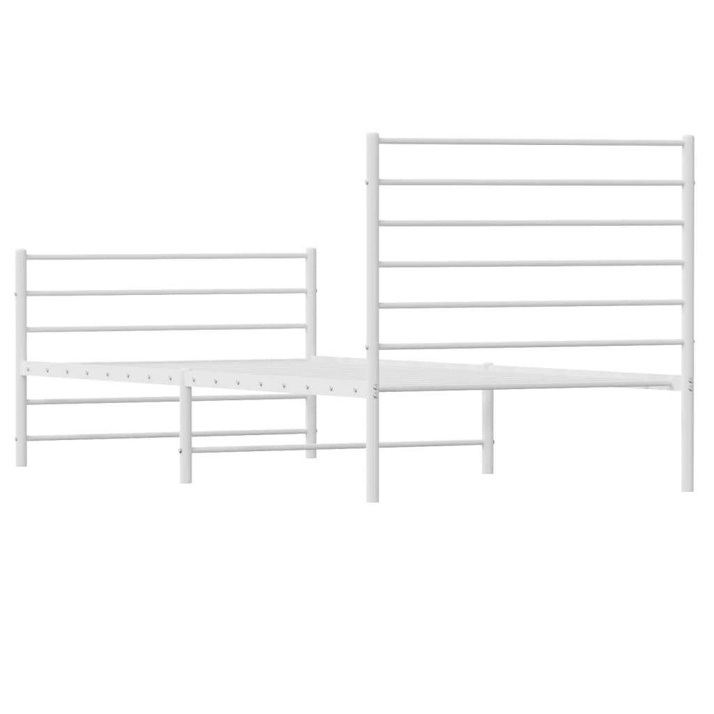 Estrutura de cama com cabeceira e pés 90x190 cm metal branco - Image 8
