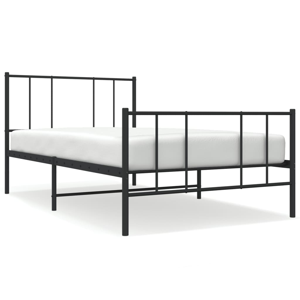Estrutura de cama com cabeceira e pés 80x200 cm metal preto - Image 2