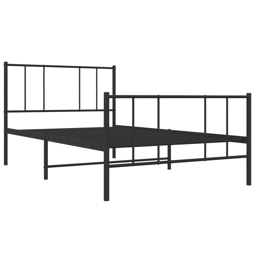 Estrutura de cama com cabeceira e pés 80x200 cm metal preto - Image 3