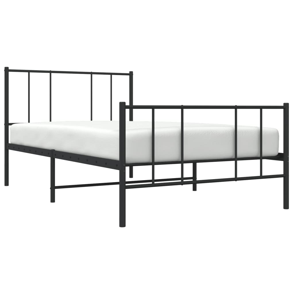 Estrutura de cama com cabeceira e pés 80x200 cm metal preto - Image 5
