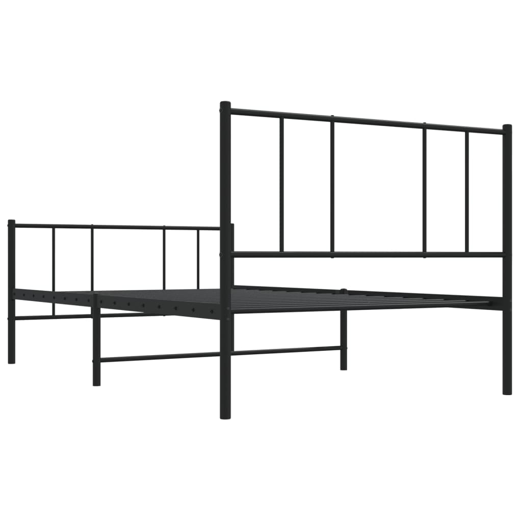 Estrutura de cama com cabeceira e pés 80x200 cm metal preto - Image 8