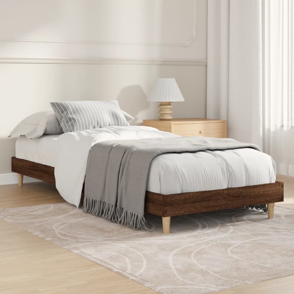 Estrutura cama s/ colchão derivados madeira carvalho castanho