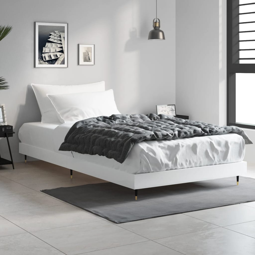 Estrutura de cama 90x200 cm derivados de madeira branco - Image 2