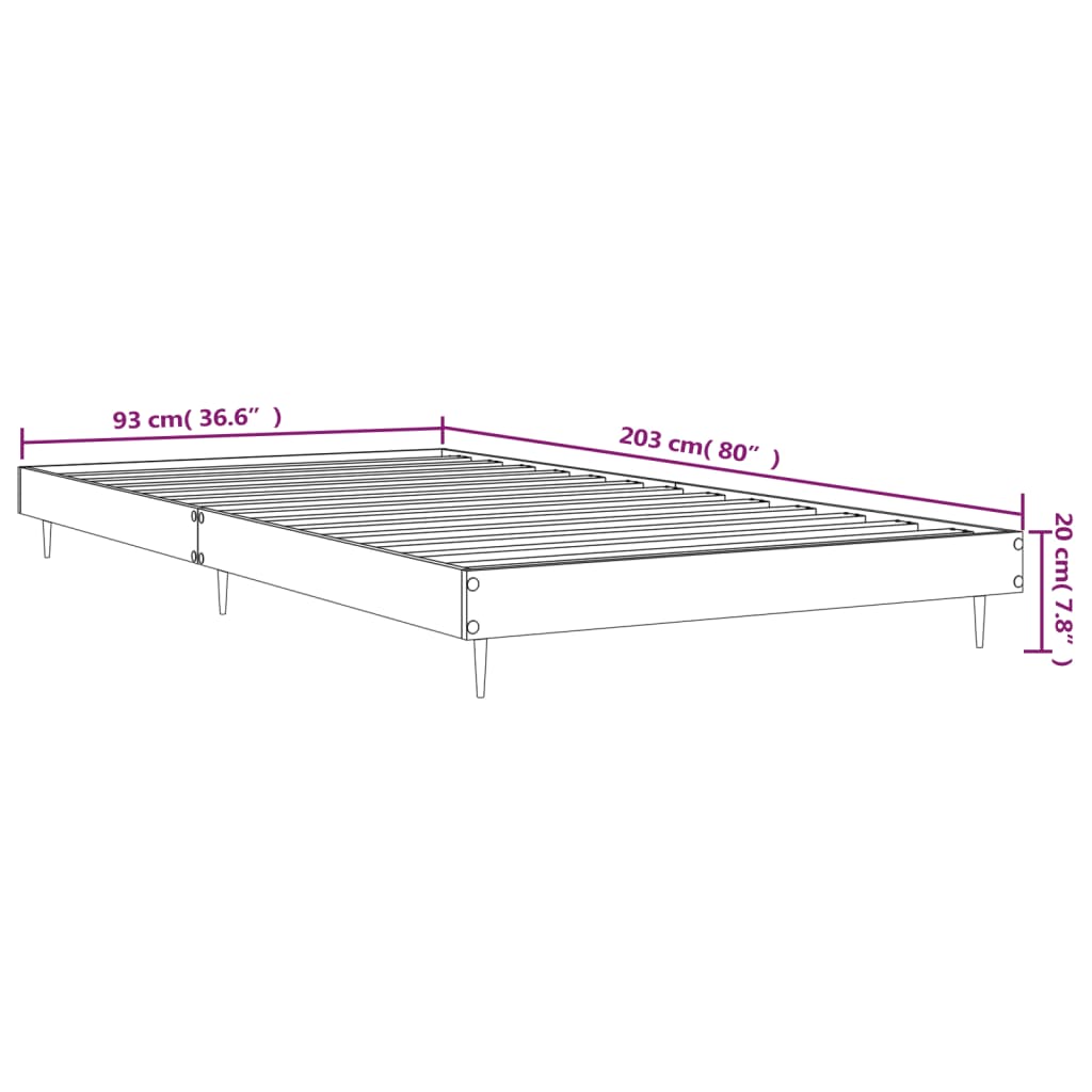 Estrutura de cama 90x200 cm derivados de madeira branco - Image 8