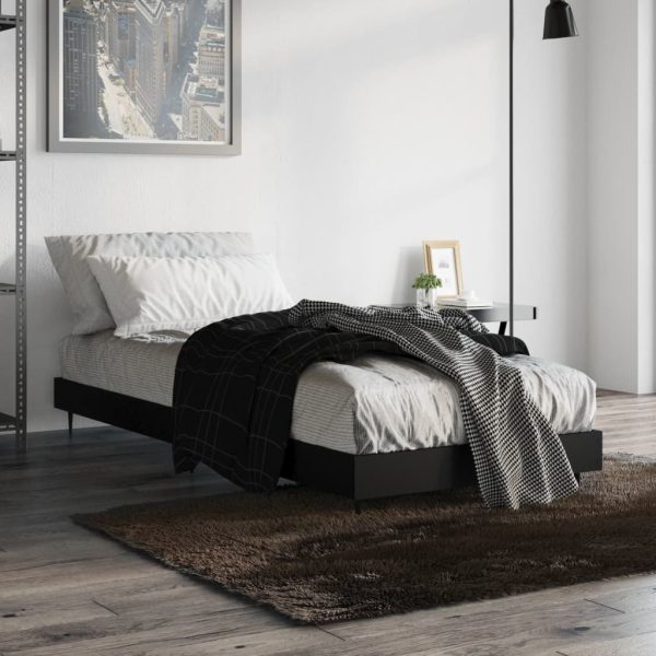 Estrutura de cama 75x190 cm derivados de madeira preto - Image 3