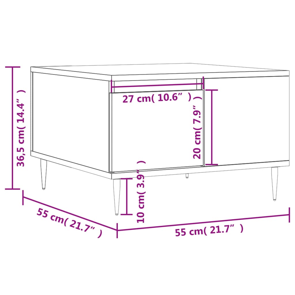 Mesa de centro 55x55x36,5 cm derivados de madeira branco - Image 10
